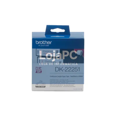 Brother Rolo de papel térmico com impressão a preto e vermelho (branca). Largura: 62 mm. Comprimento: 15,24m