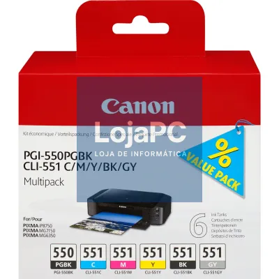 Canon PGI-550/CLI-551 PGBK/C/M/Y/BK/GY Multi Pack