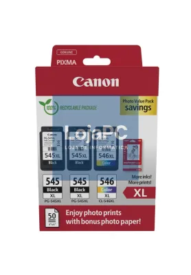 Canon PG-545XLx2/CL-546XL PVP - 4x6 Photo Paper (GP-501 50sheets) + XL Black x2 & XL Colour Cartridges