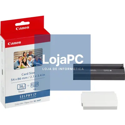 Canon KC-36IP Caixa com papel, 36 impressões de tamanho de cartão de crédito de 54 x 86 mm (2,1 x 3,4") - compativel com: CP780/790/800/810