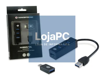 Conceptronic HUBBIES TAIL 4-Port USB 3.0 Hub with USB-C to USB-A Adapter