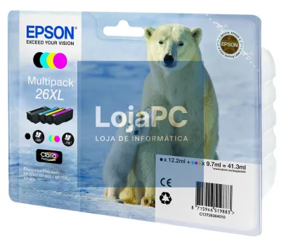 Epson Multipack 4 cores 26XL Alta Capacidade Claria Premium