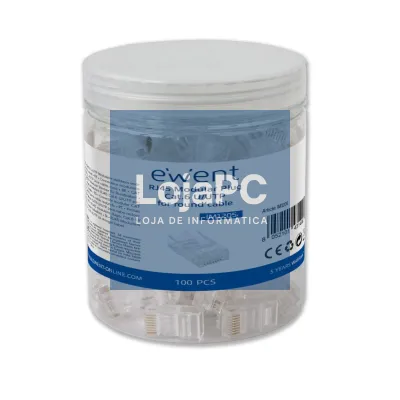EWENT Fichas RJ45, CAT 6 U/UTP para cabo AWG 23-26e, 15u gold plated contacts, pack 100