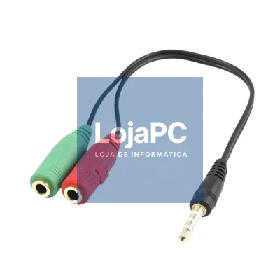 EWENT Cabo Adaptador Áudio, 1x 3.5 mm AUX 4-pin M - 2x 3.5 mm AUX 3-pin F