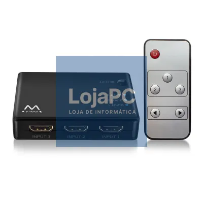 EWENT Switch HDMI 3 portas, 4K@30Hz, alimentação USB, comando incluido