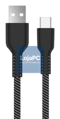 EWENT Cabo USB 2.0 Tipo C, tipo C para A M/M, AWG28, PD 60W, Data 480Mbps, Fabric, preto/branco, 2m, retail box