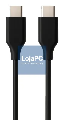 EWENT Cabo USB C 2.0, tipo C para C M/M, AWG30, PD 60W, Data 480Mbps, PVC, preto, 1m, Ecobag