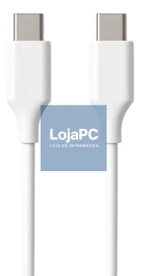 EWENT Cabo USB C 2.0, tipo C para C M/M, AWG30, PD 60W, Data 480Mbps, PVC, branco, 0,5m, Ecobag