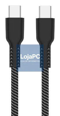 EWENT Cabo USB 2.0 Tipo C, tipo C para C M/M, AWG24, PD 100W, DATA 480Mbps, Fabric, preto&branco, 1m, retail box