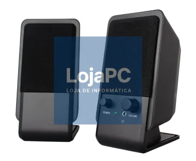 EWENT Colunas 2.0 Speakers, 12W, Built-in volume e conector Headphone, 3.5 mm jack, Alimentação USB, Preta