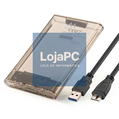 EWENT Caixa Externa USB 3.2 Gen1 USB-A 2.5" SATA Screwless Trasparente, Cabo USB C-A