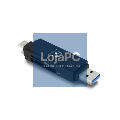 EWENT Leitor de cartões compacto USB 3.1 de 1ª geração (USB 3.0) com conector USB C e USB A