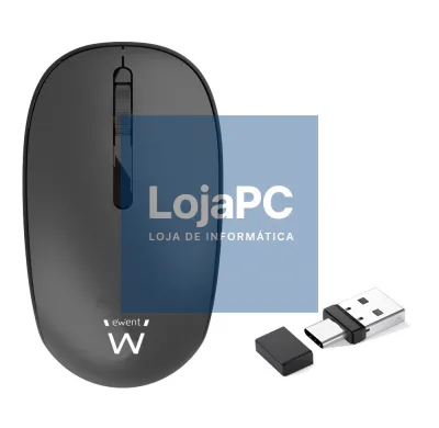 EWENT Rato Wireless Silent Click com Recetor Combo USB A+C e Precisão 1000dpi