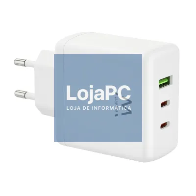 EWENT USB GAN AC charger 65W, 2xUSB-C 65W PD3.0 + 1xUSB-A QC3.0 x4protections, compact design white