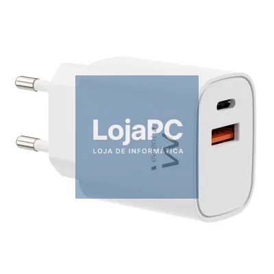 EWENT USB GAN AC charger 30W, 1xUSB-C 30W PD3.0 + 1xUSB-A QC3.0 x4protections compatc design white