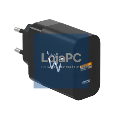 EWENT Carregador USB C e USB A GanFast, 2 portas (45W), preto