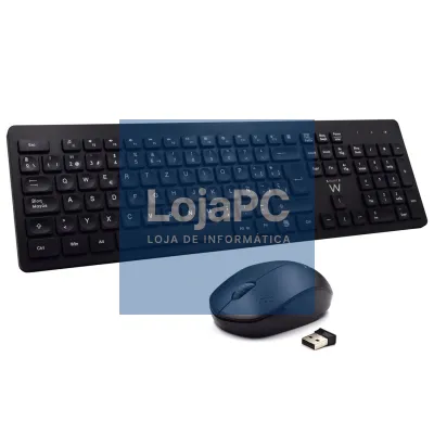 EWENT Teclado e Rato Wireless, teclas silenciosas de baixo perfil, botões Multimédia, rato 1000dpi