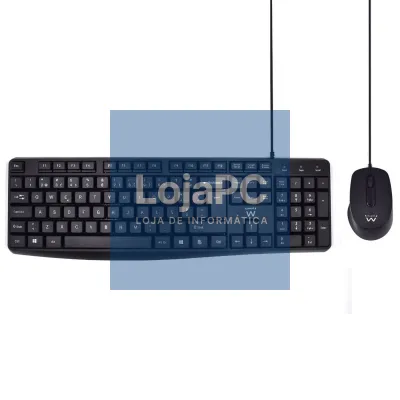 EWENT Teclado Low Profile e Rato com fio Óptico 1000dpi, teclas silenciosas