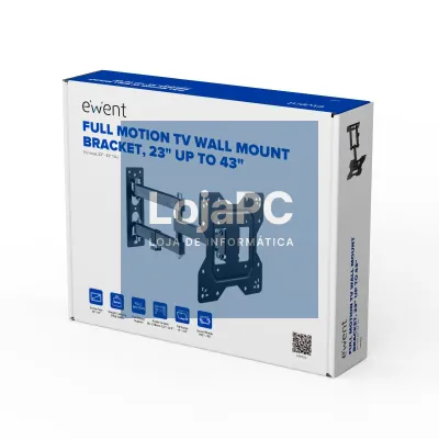 EWENT Suporte TV Easy Turn M, 3 pivot, 23 - 43", Min VESA 100x100; Max VESA 200x200