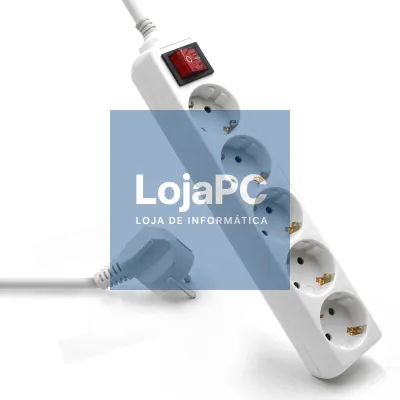 EWENT Tomada múltipla de 5 entradas com interruptor luminoso, cabo 1.5m
