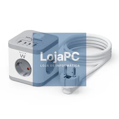EWENT Tomada múltipla de 3 entradas Schuko + 2 x USB A e 2 x USB C