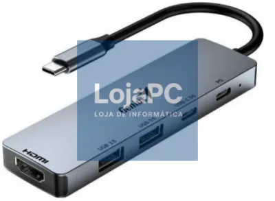 Genius UH-500, 5-in-1 Metallic USB HUB, with PD power in for charging, HDMI video output, USB 3.0 ports for data transmit