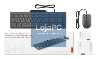 Lenovo 310 USB-A Combo c/ fio e suporte telefone PT