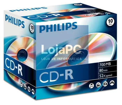 Philips CD-R 80Min 700MB 52x Jewel Case (10 unidades)