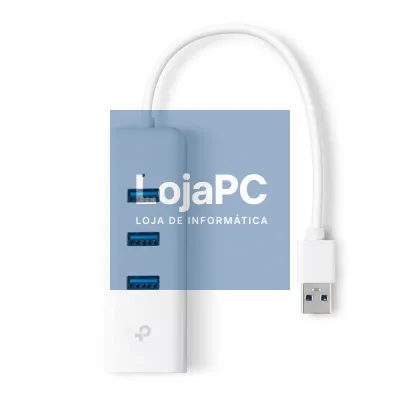 TP-Link USB 3.0 to Gigabit Ethernet Network Adapter with 3-Port USB 3.0 Hub, 1 USB 3.0 connector, 1 Gigabit Ethernet port, 3 USB 3.0 ports, 2 in 1 USB adapter that adds 3 additional USB 3.0 ports and
