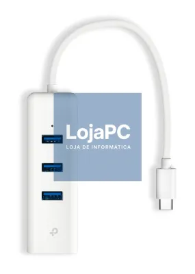 TP-Link Adaptador de rede Gigabit Ethernet USB 3.0 Tipo C com hub USB 3.0 Tipo A de 3 portas