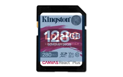 Kingston 128GB Canvas React Plus SDXC UHS-II 280R/100W U3 V60 for Full HD/4K