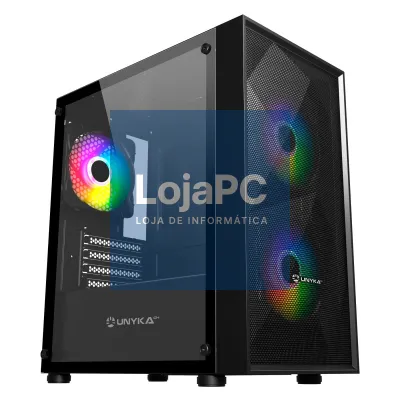 UNYKAch Caixa mATX Gaming MIR B200 BLACK (inclui 2*14CM ARGB Frontal + 1* 12CM ARGB traseira)