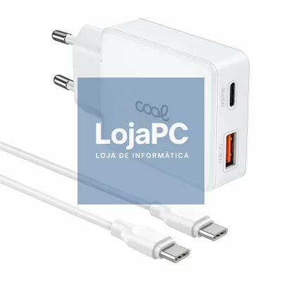 Cargador Red Universal Ultra Fast PD Tipo-C + USB COOL (65W + Cable Tipo-C) GaN Blanco