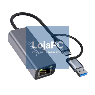 EWENT USB3.2 Gen 1 USB C+A a LAN Gigabit, Aluminium housing, Cable Length 150mm