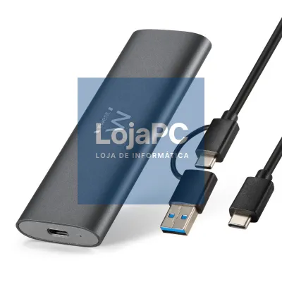 EWENT Caixa Externa USB 3.2 Gen2 USB-C M.2 NVMe&SATA SSD Screwless, Cabo USB C-C