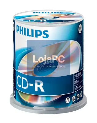 Philips CD-R 80Min 700MB 52x Cakebox (100 unidades)