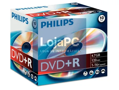 Philips DVD+R 4,7GB 16x Jewel Case (10 unidades)