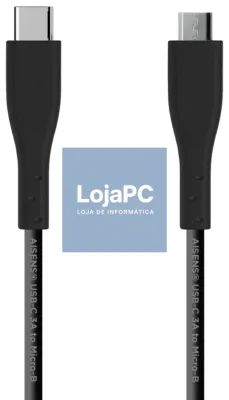 AISENS Cabo USB 2.0 3A, tipo USB C/M - micro B/M, Preto, 1.0 m
