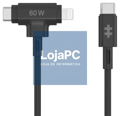 HYPER HyperJuice cabo USB USB 2.0 1,5 m USB C USB C/Lightning 60 W Preto