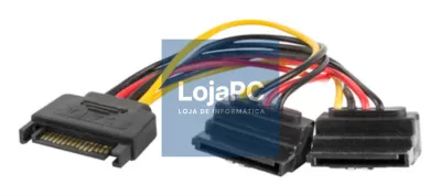 Lanberg CA-SASA-10CU-0015 cabo de SATA 0,15 m SATA de 15 pines 2 x SATA de 15 pines Preto, Vermelho, Amarelo
