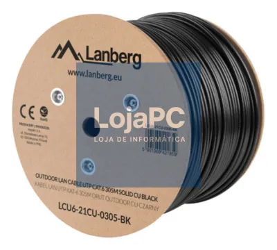 Lanberg LCU6-21CU-0305-BK cabo de rede Preto 305 m Cat6 U/UTP (UTP)