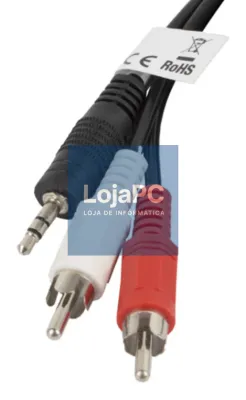 Lanberg CA-MJRC-10CC-0020-BK cabo de audio 2 m 3,5mm RCA Preto, Vermelho, Branco