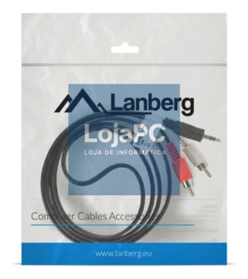 Lanberg CA-MJRC-10CC-0015-BK cabo de audio 1,5 m 3,5mm 2 x RCA Preto