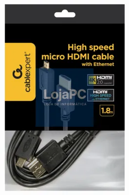 Gembird 1.8m HDMI-M/micro HDMI-M cabo HDMI 1,8 m HDMI tipo A (Padrão) HDMI tipo D (Micro) Preto