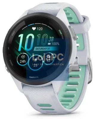 Garmin Forerunner 265S 2,79 cm (1.1") AMOLED 42 mm Digital 360 x 360 Pixeles Ecrã táctil Preto, Branco Wifi GPS (satélite)