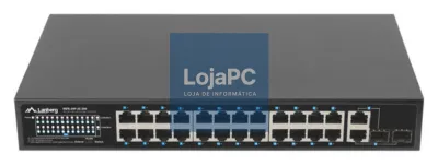 Lanberg RSFE-24P-2C-250 switch No administrado Gigabit Ethernet (10/100/1000) Energia sobre Ethernet (PoE) 1U Preto