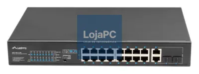 Lanberg RSFE-16P-2C-250 switch No administrado Gigabit Ethernet (10/100/1000) Energia sobre Ethernet (PoE) 1U Preto
