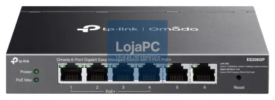 TP-Link Omada ES206GP switch Gerido Gigabit Ethernet (10/100/1000) Energia sobre Ethernet (PoE) Preto