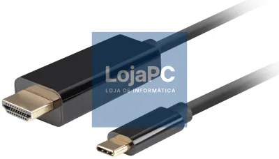 Lanberg CA-CMHD-10CU-0005-BK adaptador de cabo de vídeo 0,5 m USB Tipo C HDMI Preto
