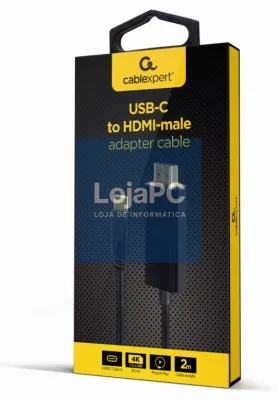 Gembird A-CM-HDMIM-01 adaptador de cabo de vídeo 2 m USB Tipo C HDMI Preto